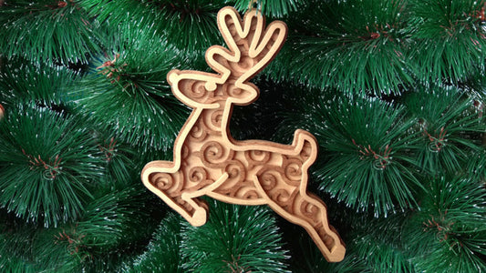 C083-Christmas Deer Layered Scroll Saw Pattern - Alex Fox Patterns