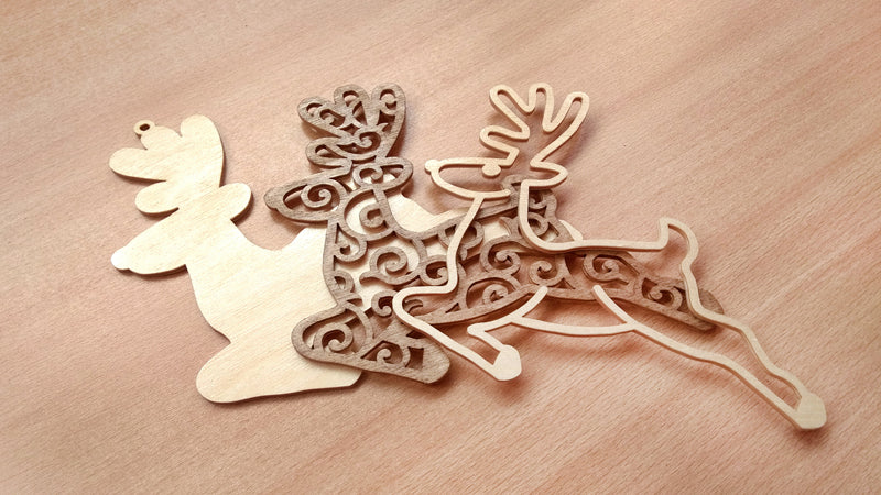 C083-Christmas Deer Layered Scroll Saw Pattern - Alex Fox Patterns