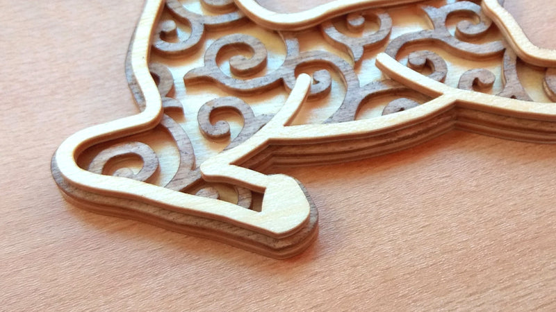 C083-Christmas Deer Layered Scroll Saw Pattern - Alex Fox Patterns