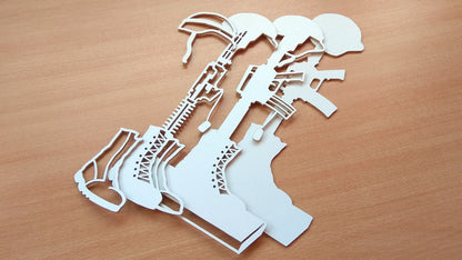 C084-Battlefield Cross Layered Scroll Saw Pattern - Alex Fox Patterns