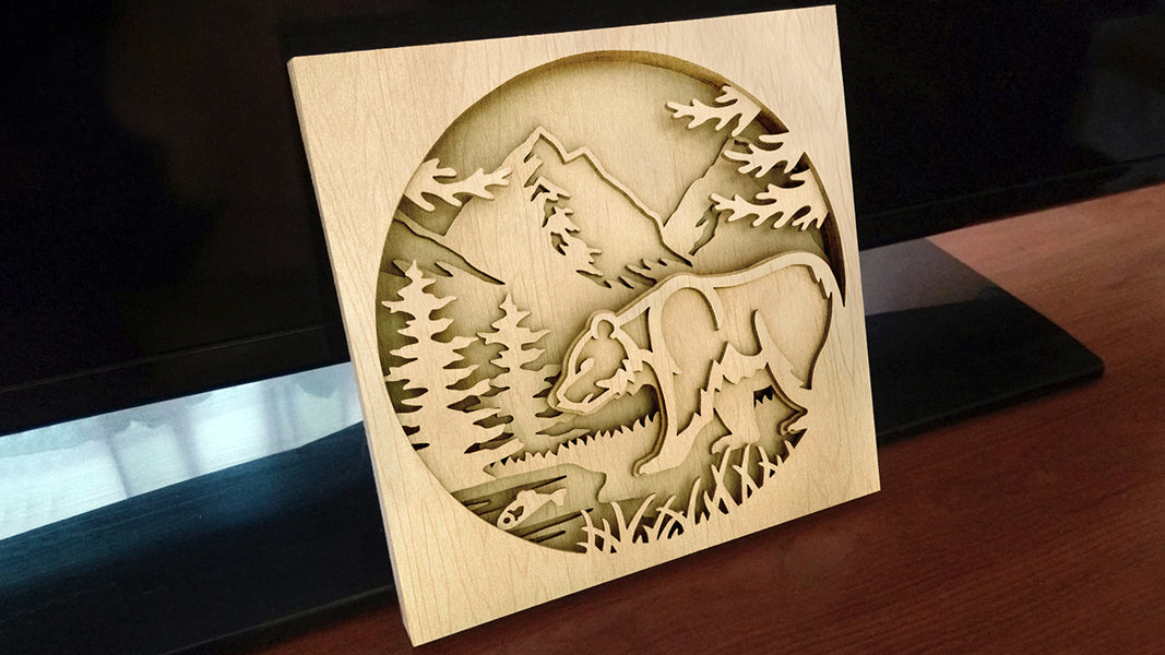 C085-Bear Shadowbox Layered Scroll Saw Pattern - Alex Fox Patterns