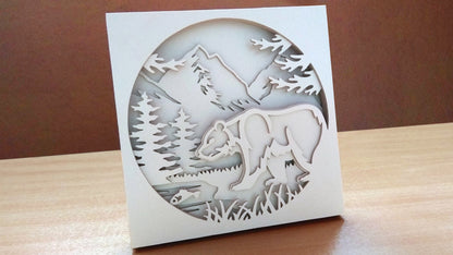 C085-Bear Shadowbox Layered Scroll Saw Pattern - Alex Fox Patterns