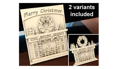 C088-Christmas Fireplace Layered Scroll Saw Pattern - Alex Fox Patterns