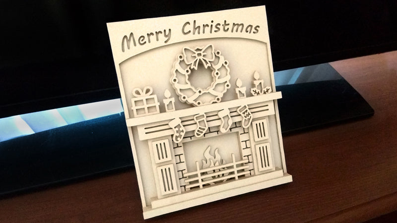 C088-Christmas Fireplace Layered Scroll Saw Pattern - Alex Fox Patterns