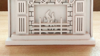 C088-Christmas Fireplace Layered Scroll Saw Pattern - Alex Fox Patterns