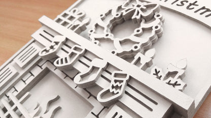C088-Christmas Fireplace Layered Scroll Saw Pattern - Alex Fox Patterns