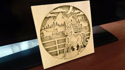 C089-Horse Layered Scroll Saw Pattern - Alex Fox Patterns