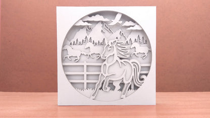 C089-Horse Shadowbox Layered Scroll Saw Pattern - Alex Fox Patterns