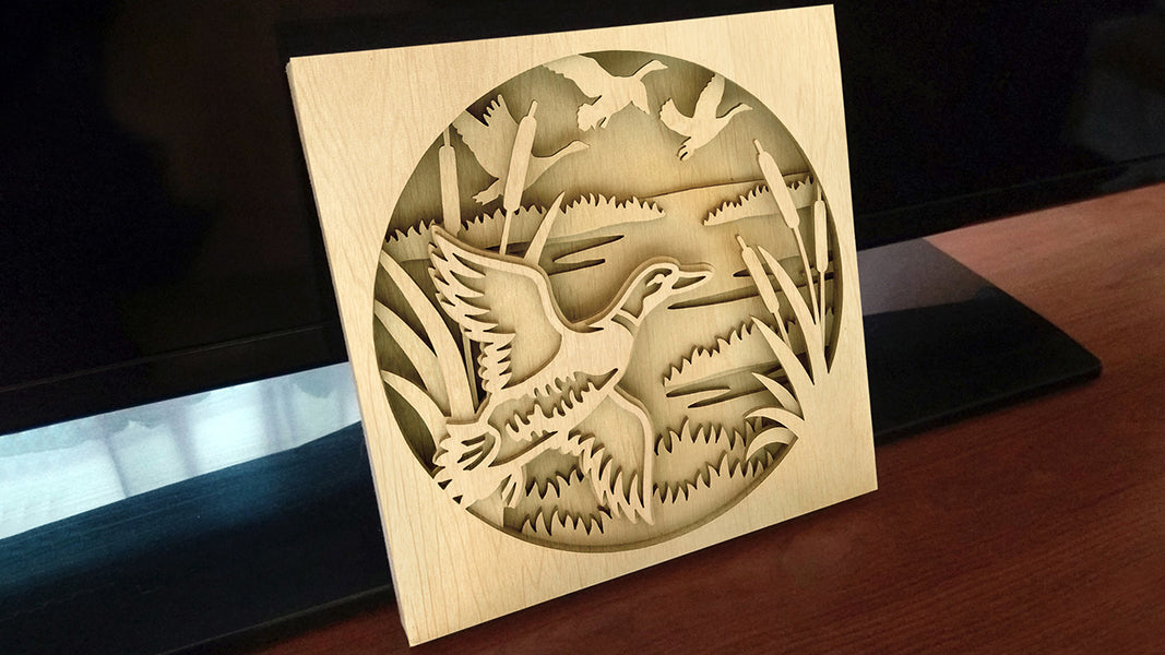 C080-Duck Shadowbox Layered Scroll Saw Pattern - Alex Fox Patterns