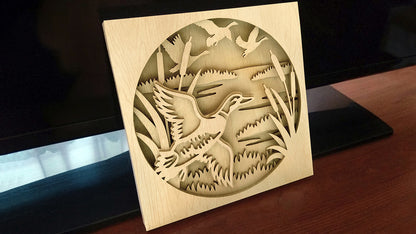 C080-Duck Shadowbox Layered Scroll Saw Pattern - Alex Fox Patterns