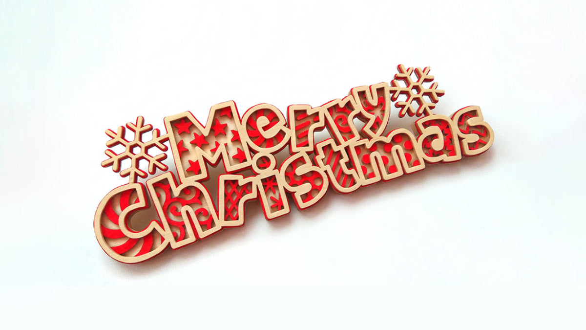 C090-Merry Christmas Layered Scroll Saw Pattern - Alex Fox Patterns