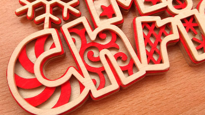 C090-Merry Christmas Layered Scroll Saw Pattern - Alex Fox Patterns