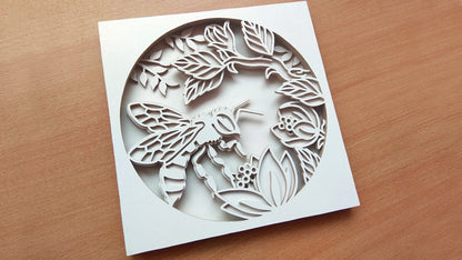 C091-Bee Shadowbox Layered Scroll Saw Pattern - Alex Fox Patterns