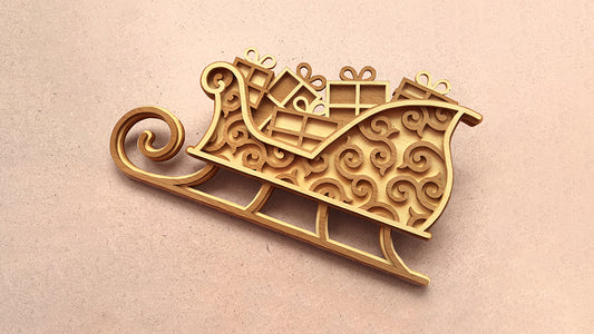 C092-Christmas Sleigh Layered Scroll Saw Pattern - Alex Fox Patterns