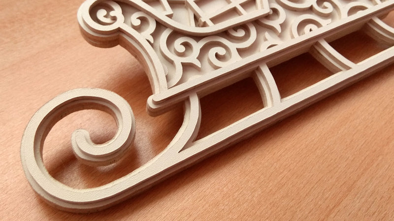 C092-Christmas Sleigh Layered Scroll Saw Pattern - Alex Fox Patterns