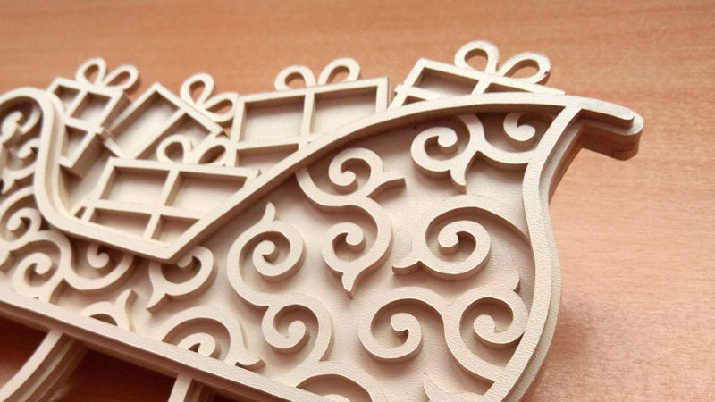 C092-Christmas Sleigh Layered Scroll Saw Pattern - Alex Fox Patterns
