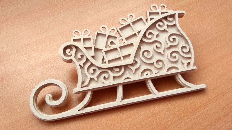 C092-Christmas Sleigh Layered Scroll Saw Pattern - Alex Fox Patterns
