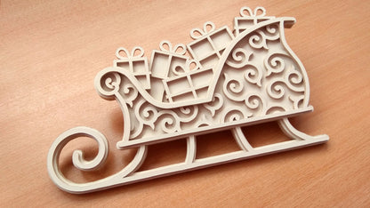 C092-Christmas Sleigh Layered Scroll Saw Pattern - Alex Fox Patterns