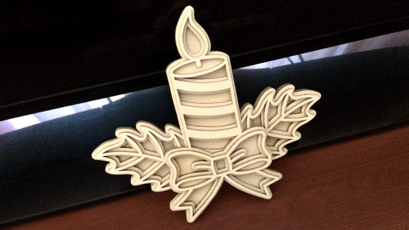 C093-Christmas Candle Layered Scroll Saw Pattern - Alex Fox Patterns