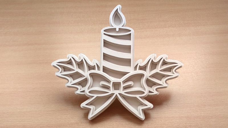 C093-Christmas Candle Layered Scroll Saw Pattern - Alex Fox Patterns