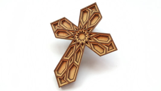 C094-Cross Religious Layered Scroll Saw Pattern - Alex Fox Patterns