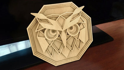 C095-Owl Geometric Layered Scroll Saw Pattern - Alex Fox Patterns
