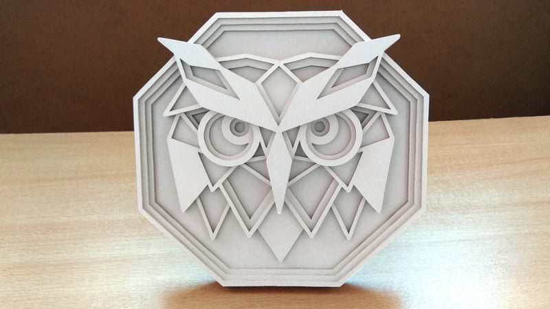C095-Owl Geometric Layered Scroll Saw Pattern - Alex Fox Patterns