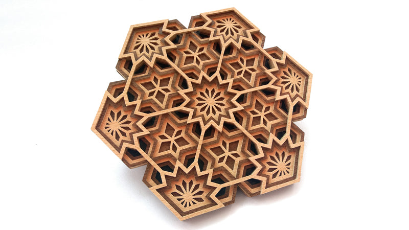 C097-Geometric Ornament Layered Scroll Saw Pattern - Alex Fox Patterns
