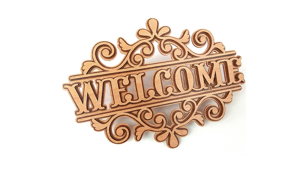 C101-Welcome Layered Scroll Saw Pattern - Alex Fox Patterns