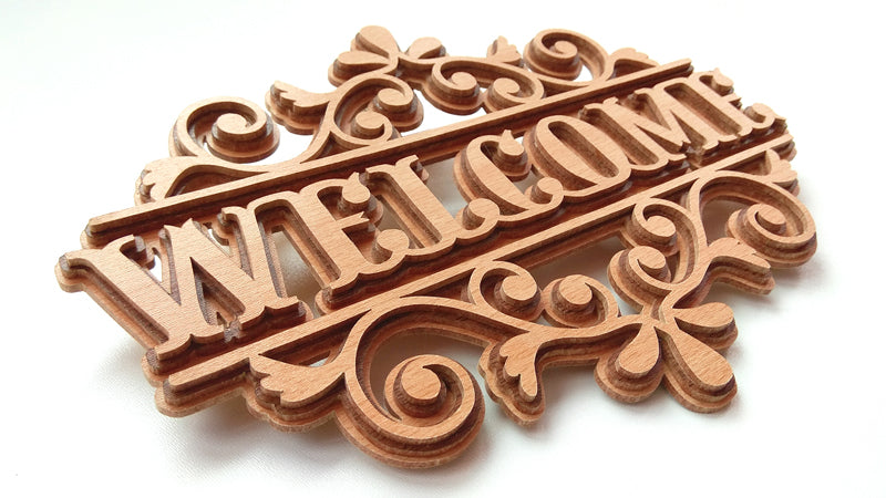C101-Welcome Layered Scroll Saw Pattern - Alex Fox Patterns