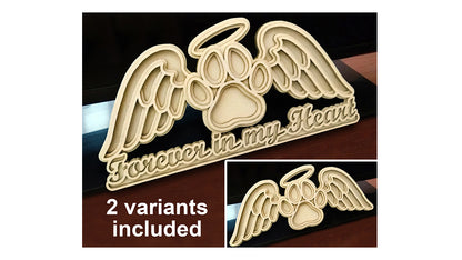 C104-Paw Forever In My Heart Layered Scroll Saw Pattern - Alex Fox Patterns