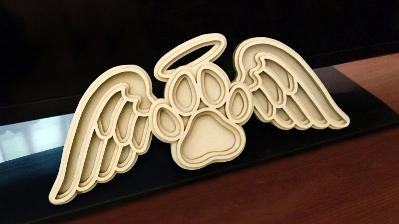 C104-Paw With Wings Layered Scroll Saw Pattern - Alex Fox Patterns