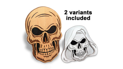 C106-Skull Layered Scroll Saw Pattern - Alex Fox Patterns