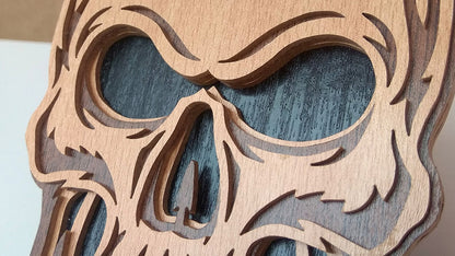 C106-Skull Layered Scroll Saw Pattern - Alex Fox Patterns