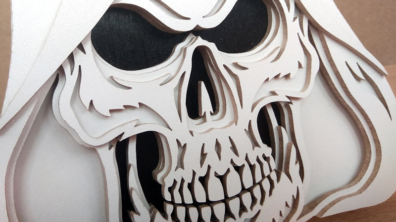 C106-Skull Layered Scroll Saw Pattern - Alex Fox Patterns