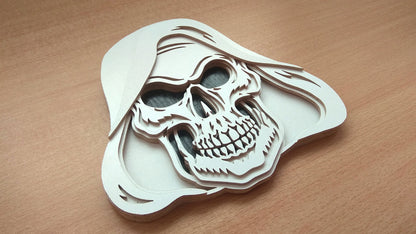 C106-Skull In Hood Layered Scroll Saw Pattern - Alex Fox Patterns