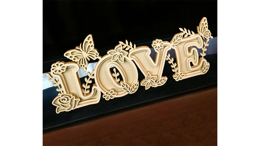 C107-Love Sign Layered Scroll Saw Pattern - Alex Fox Patterns