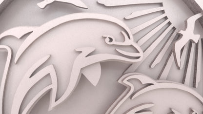 C108-Dolphins Layered Scroll Saw Pattern - Alex Fox Patterns