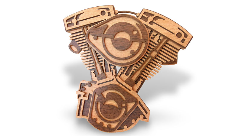 C113-V8 Motor Engine Layered Scroll Saw Pattern - Alex Fox Patterns