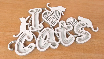 C117-I Love Cats Layered Scroll Saw Pattern - Alex Fox Patterns