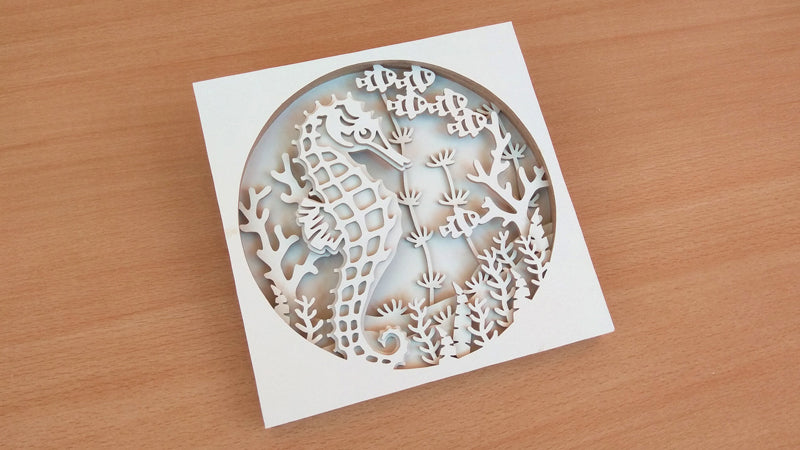 C119-Seahorse Shadowbox Layered Scroll Saw Pattern - Alex Fox Patterns