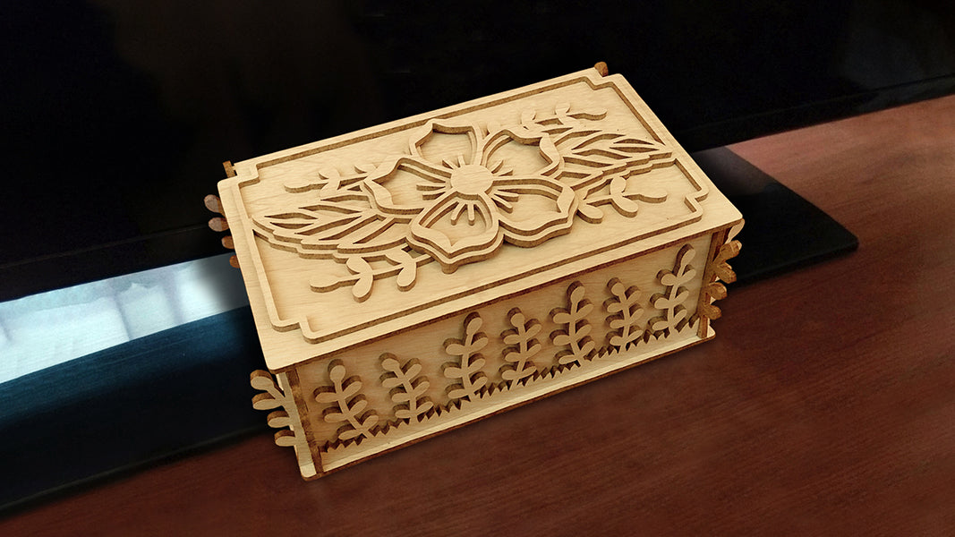C122-Flower Box Scroll Saw Pattern - Alex Fox Patterns