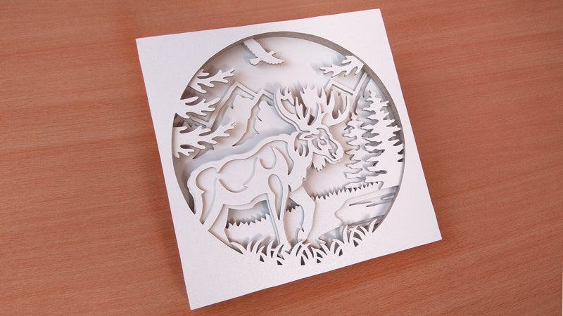 C123-Moose Shadowbox Layered Scroll Saw Pattern - Alex Fox Patterns