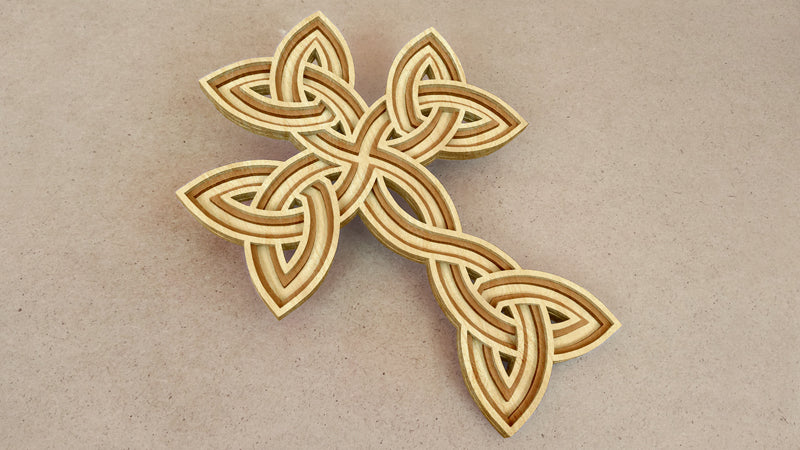 C124-Celtic Cross Layered Scroll Saw Pattern - Alex Fox Patterns