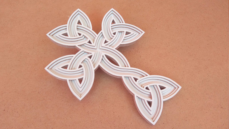C124-Celtic Cross Layered Scroll Saw Pattern - Alex Fox Patterns
