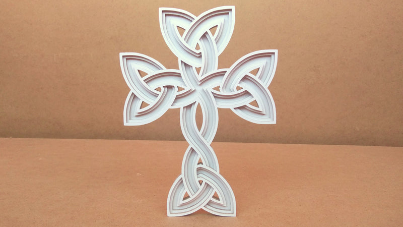 C124-Celtic Cross Layered Scroll Saw Pattern - Alex Fox Patterns