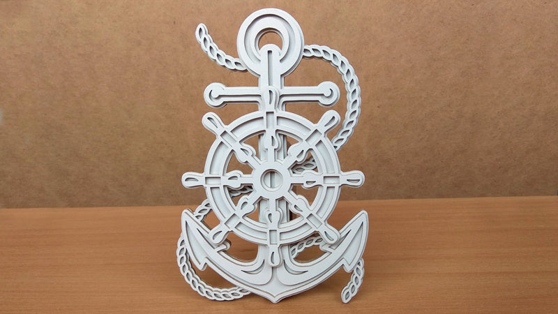 C126-Anchor And Steering Wheel Layered Scroll Saw Pattern - Alex Fox Patterns