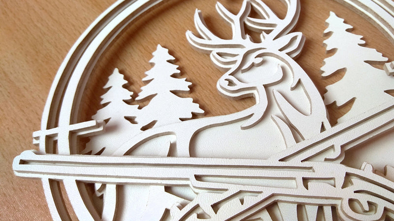 C129-Deer Hunting Layered Scroll Saw Pattern - Alex Fox Patterns