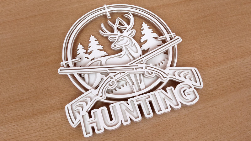 C129-Deer Hunting Layered Scroll Saw Pattern - Alex Fox Patterns