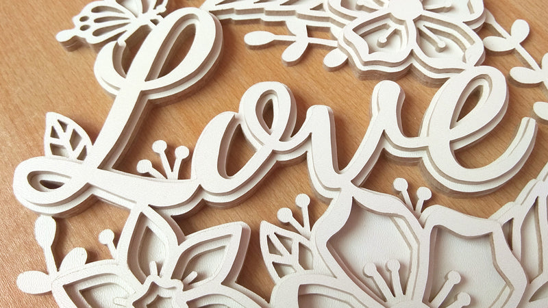 C130-Love Sign with Floral Ornaments Layered Scroll Saw Pattern - Alex Fox Patterns